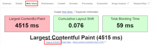 Web Vitals tab
