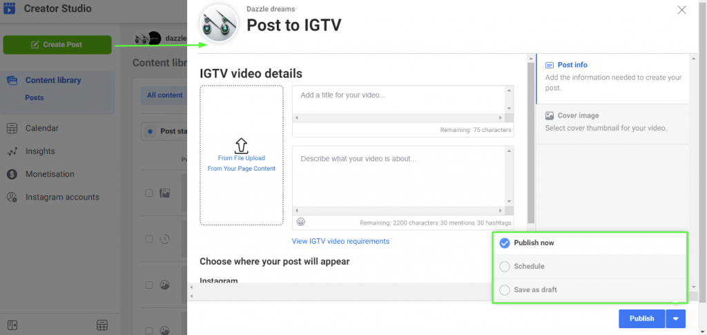 Post to IGTV